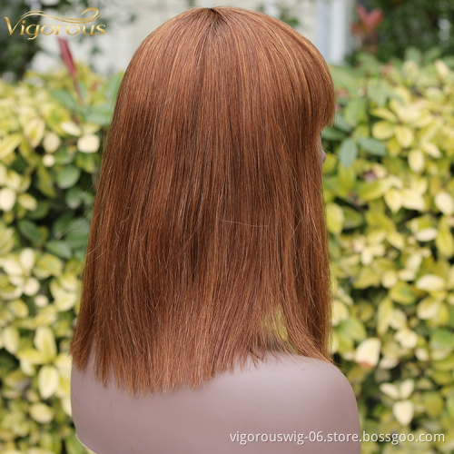 Silk base blonde straight bangs cheap wholesale glueless private label inch brazilian 100% real human hair wig black women